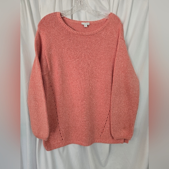 J. Jill Coral Crew Neck Knit Cotton Fall Sweater - Picture 1 of 9